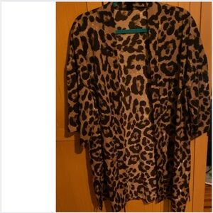 Kimono Brown and Black Leopard  white spots Print Cape